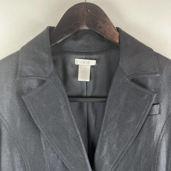 Vtg Cache Blazer S Oversized Linen Blend One Button Jacket - Picture 2 of 8